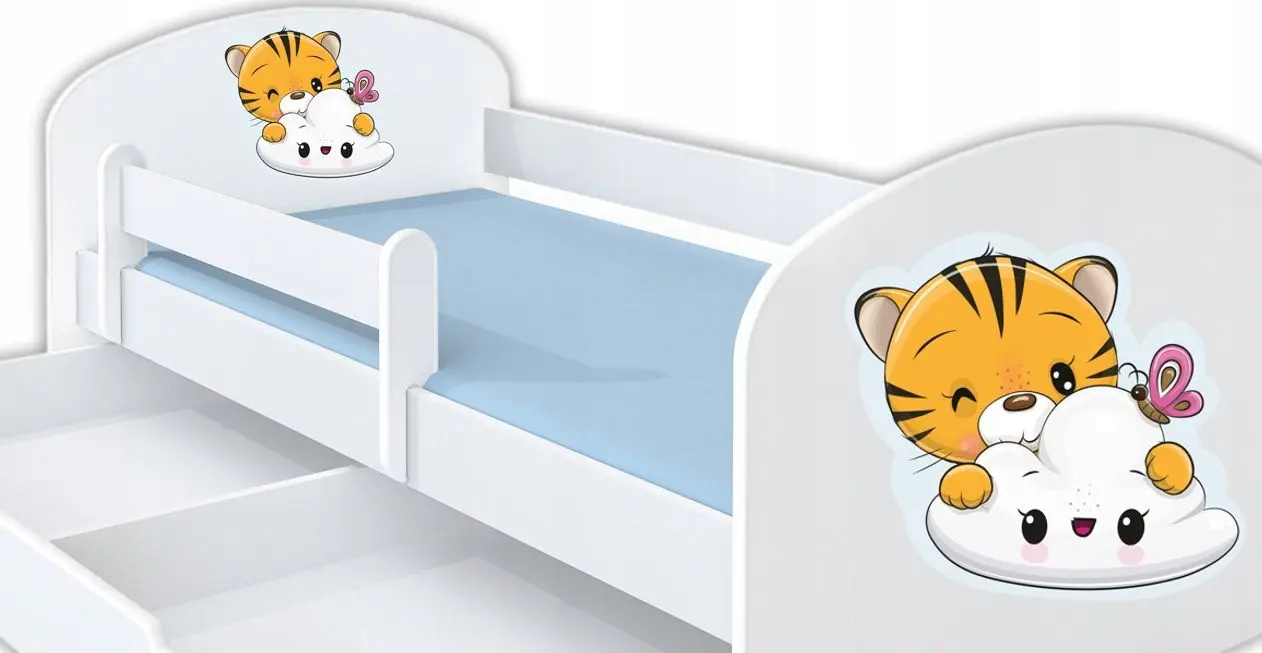 Кровать BellaLuni Happy Tyger №8 с ящиком/матрасом 70x140 (White) - 2