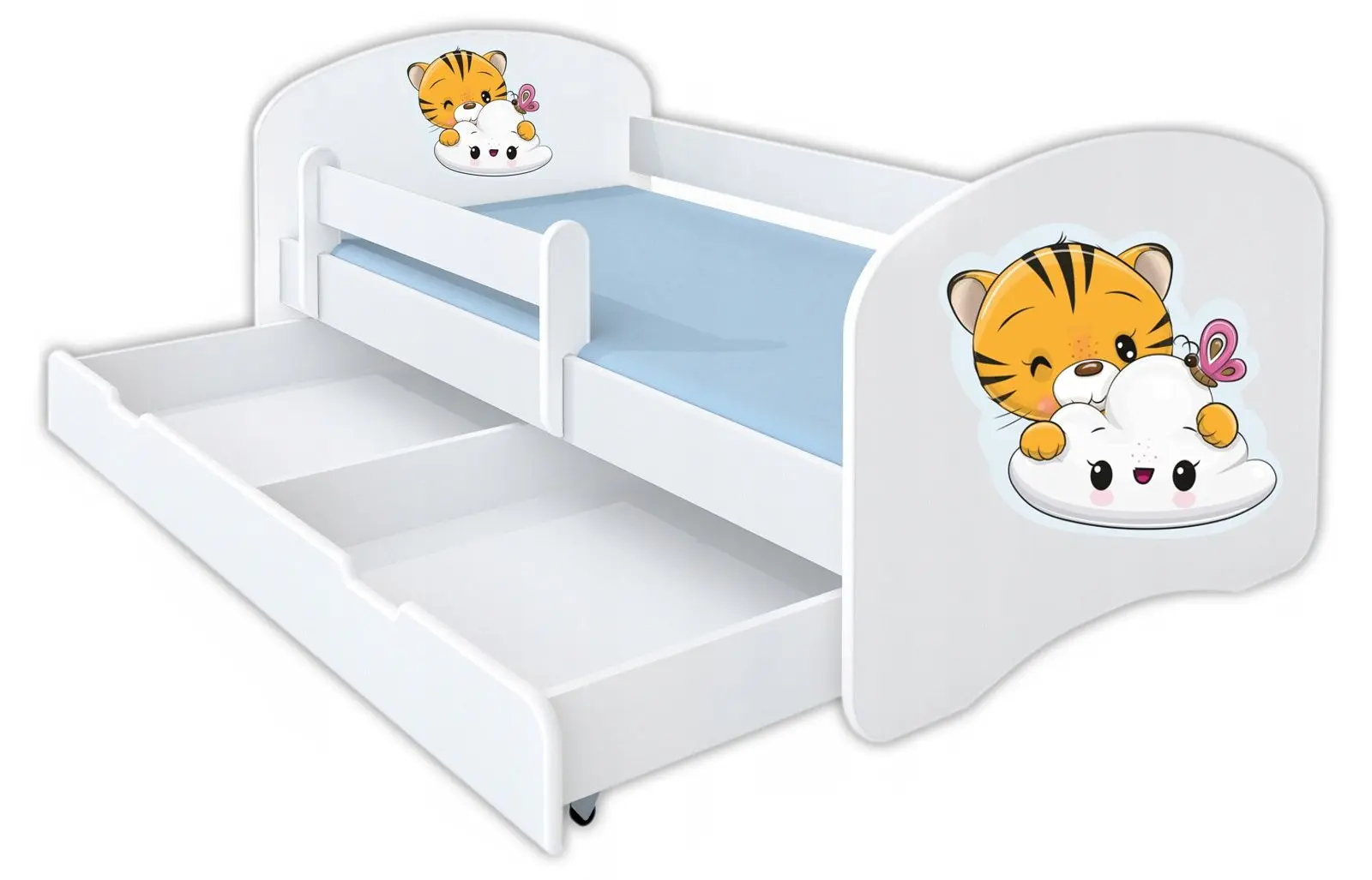 Кровать BellaLuni Happy Tyger №8 с ящиком/матрасом 90x180 (White)