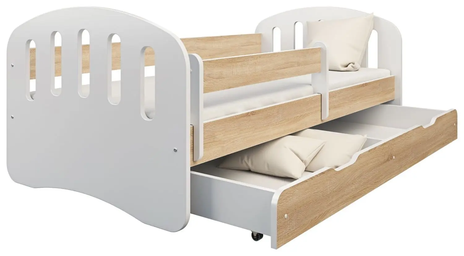 Кровать BellaLuni Joy с ящиком/матрасом 80x160 (Sonoma Oak/White) - 2