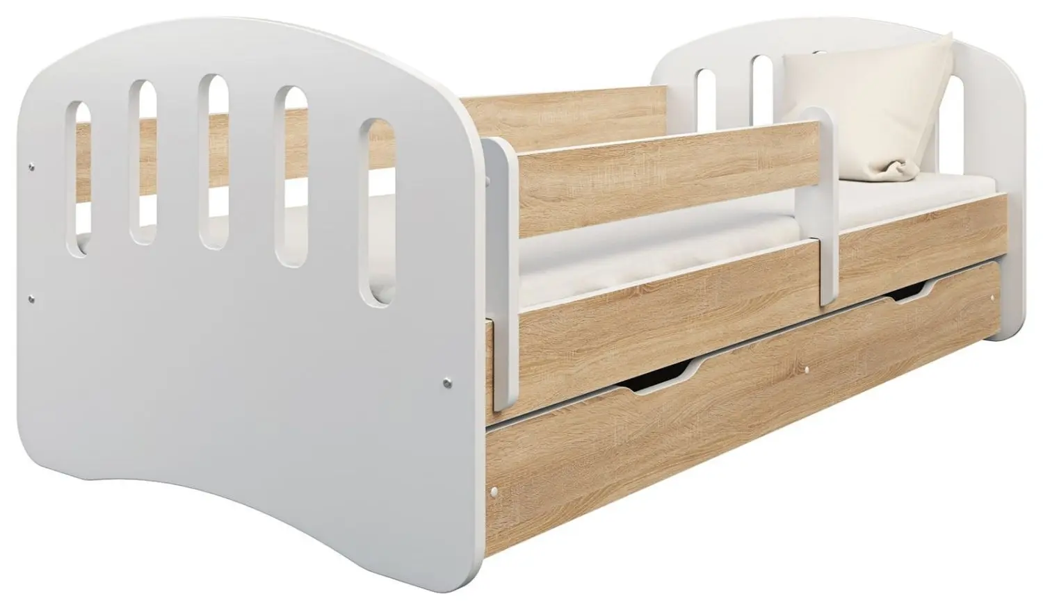 Кровать BellaLuni Joy с ящиком/матрасом 80x160 (Sonoma Oak/White)