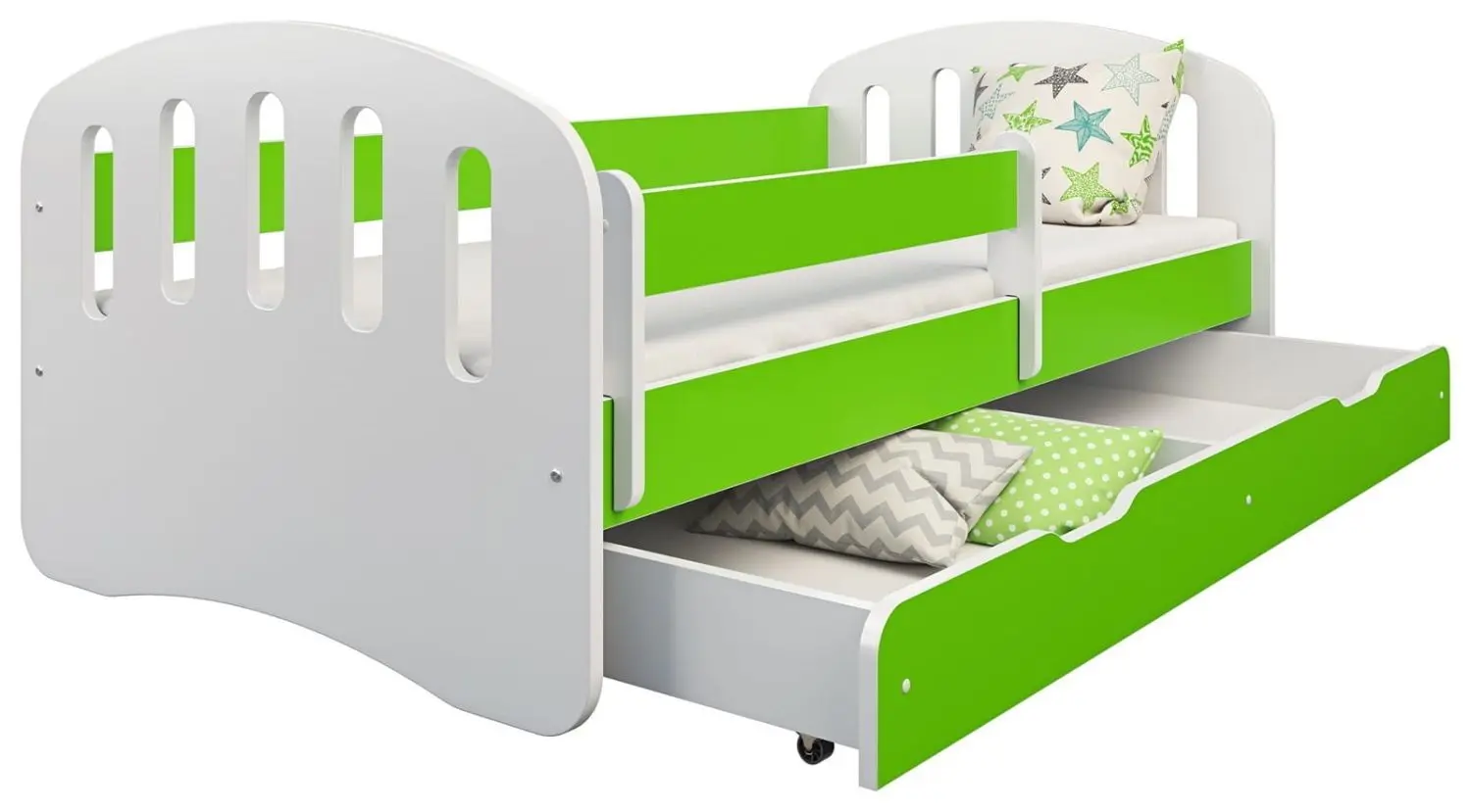 Кровать BellaLuni Joy с ящиком/матрасом 80x180 (Light Green/White) - 2