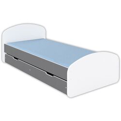 Кровать BellaLuni Luna 90x200 с ящиком/матрасом (White/Graphite)