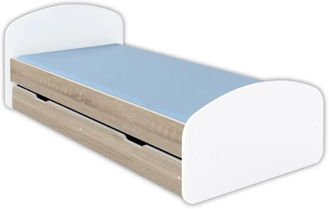 Кровать BellaLuni Luna 90x200 с ящиком/матрасом (White/Sonoma Oak)