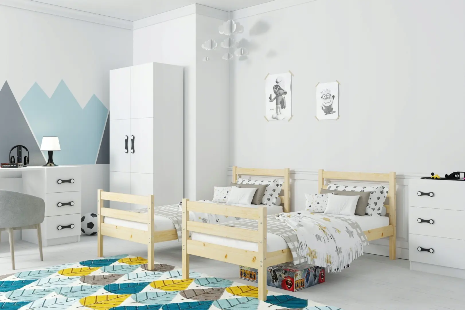 Двухъярусная кровать BMS Group Eryk матрас 90x190 (Natural)