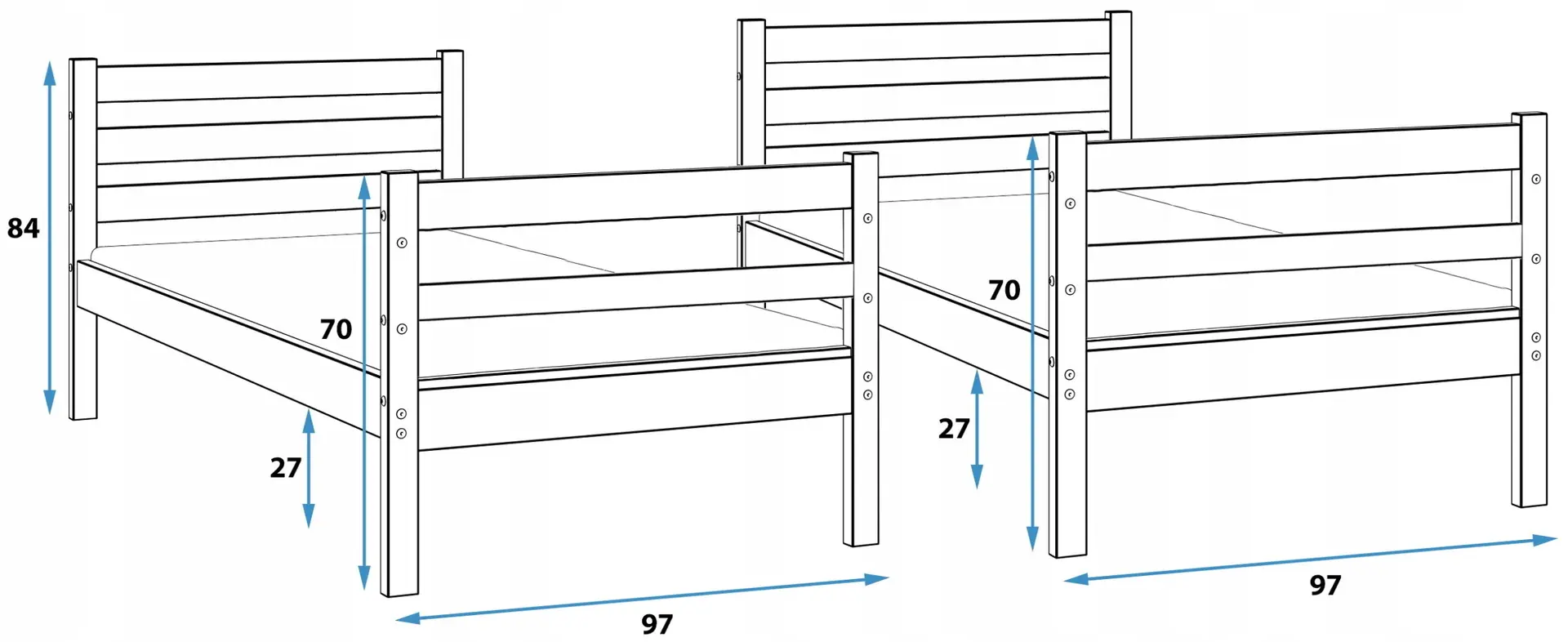 Двухъярусная кровать BMS Group Eryk матрас 90x190 (Natural)