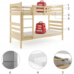 Двухъярусная кровать BMS Group Eryk матрас 90x190 (Natural) Thumb