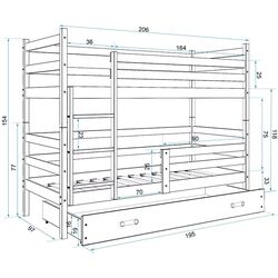 Двухъярусная кровать BMS Group Eryk ящик 90x200 (Graphite/Blue) Thumb