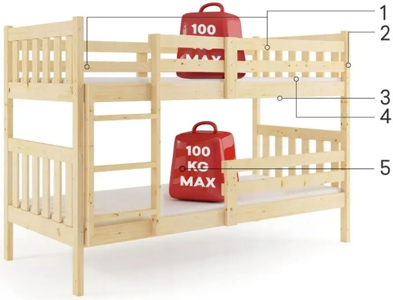 Pat suprapus BMS Group Kacper saltea 90x190 (Pine)