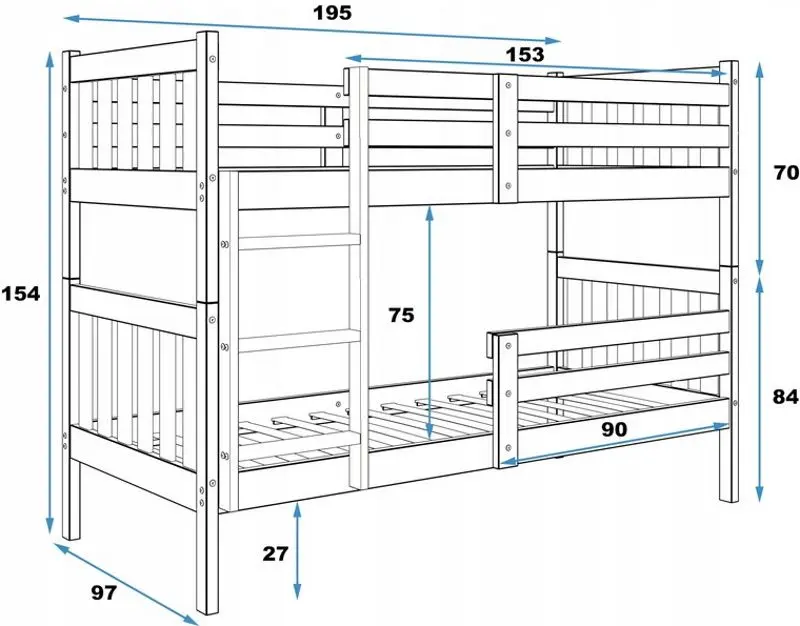Pat suprapus BMS Group Kacper saltea 90x190 (Pine)