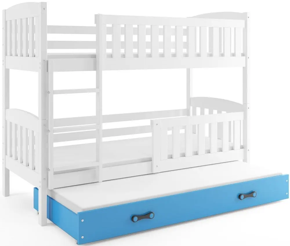 Pat suprapus BMS Group Kubus 3 pat retractabil/saltea 90x200 (White/Blue)