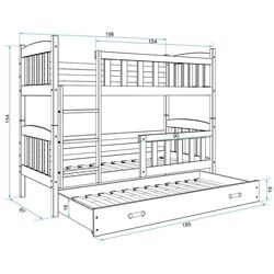 Pat suprapus BMS Group Kubus 3 pat retractabil/saltea 90x200 (White/Blue) Thumb