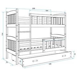 Pat suprapus BMS Group Kubus sertar/saltea 90x200 (Pine/Blue) Thumb