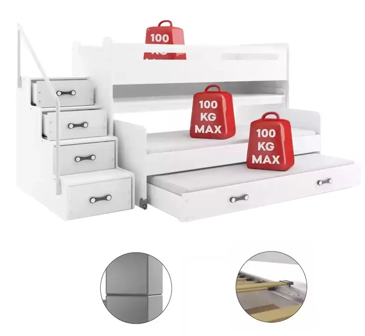 Pat suprapus BMS Group Max 1 cu pat retractabil 80x200 (Graphite/White)