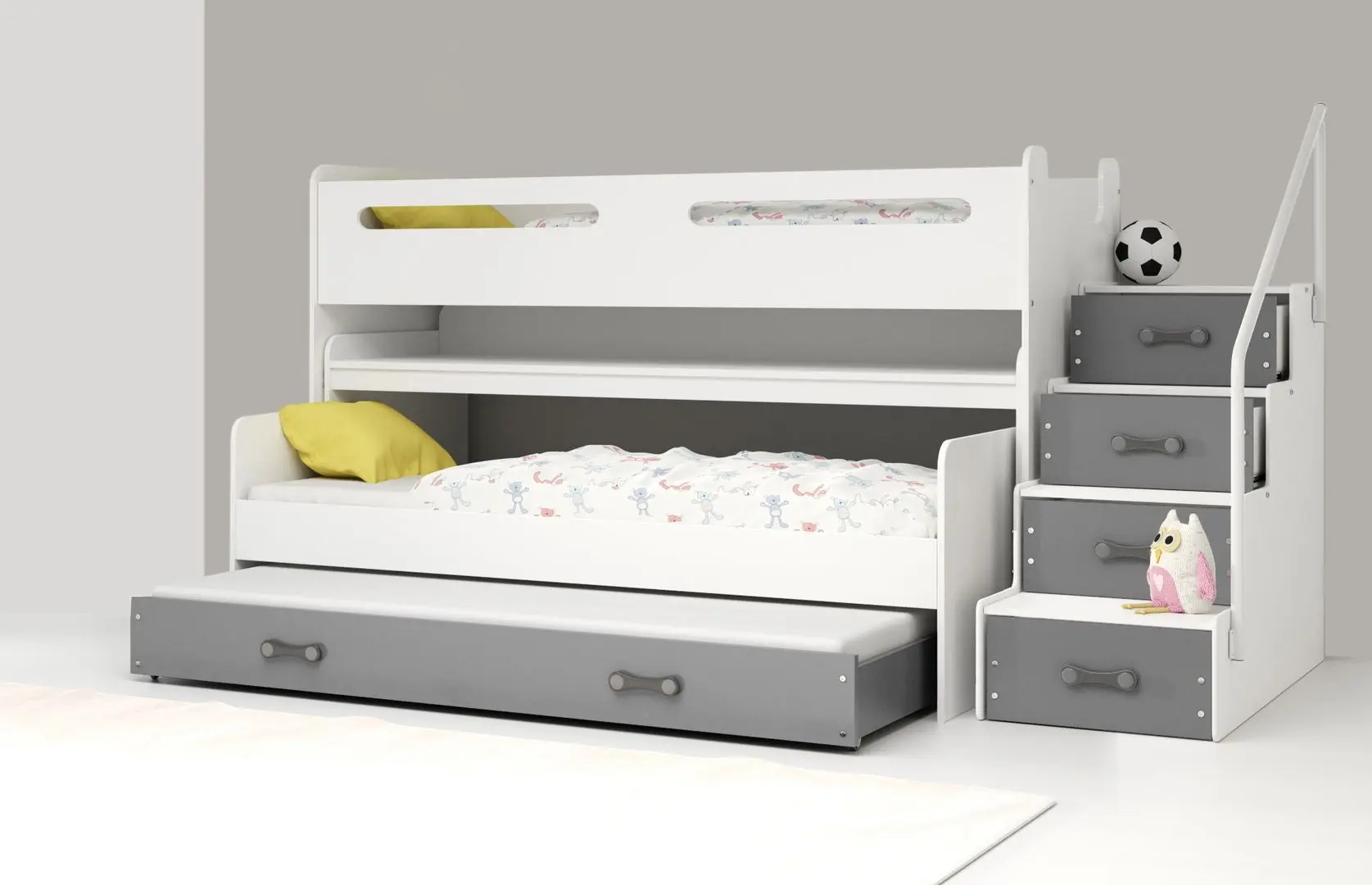 Pat suprapus BMS Group Max 1 cu pat retractabil 80x200 (Graphite/White)