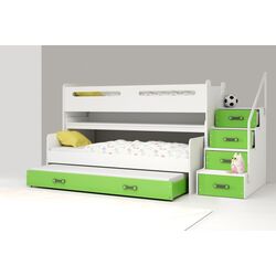 Pat suprapus BMS Group Max 1 cu pat retractabil 80x200 (Green/White)