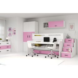 Pat suprapus BMS Group Max 1 cu pat retractabil 80x200 (Pink/White) Thumb