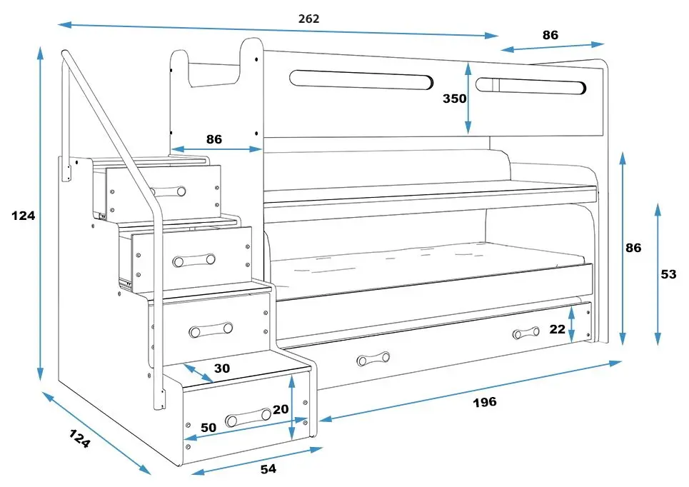 Pat suprapus BMS Group Max 1 cu pat retractabil 80x200 (White)
