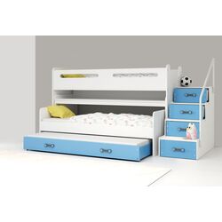 Pat suprapus BMS Group Max 1 pat retractabil/saltea 80x200 (Blue/White)