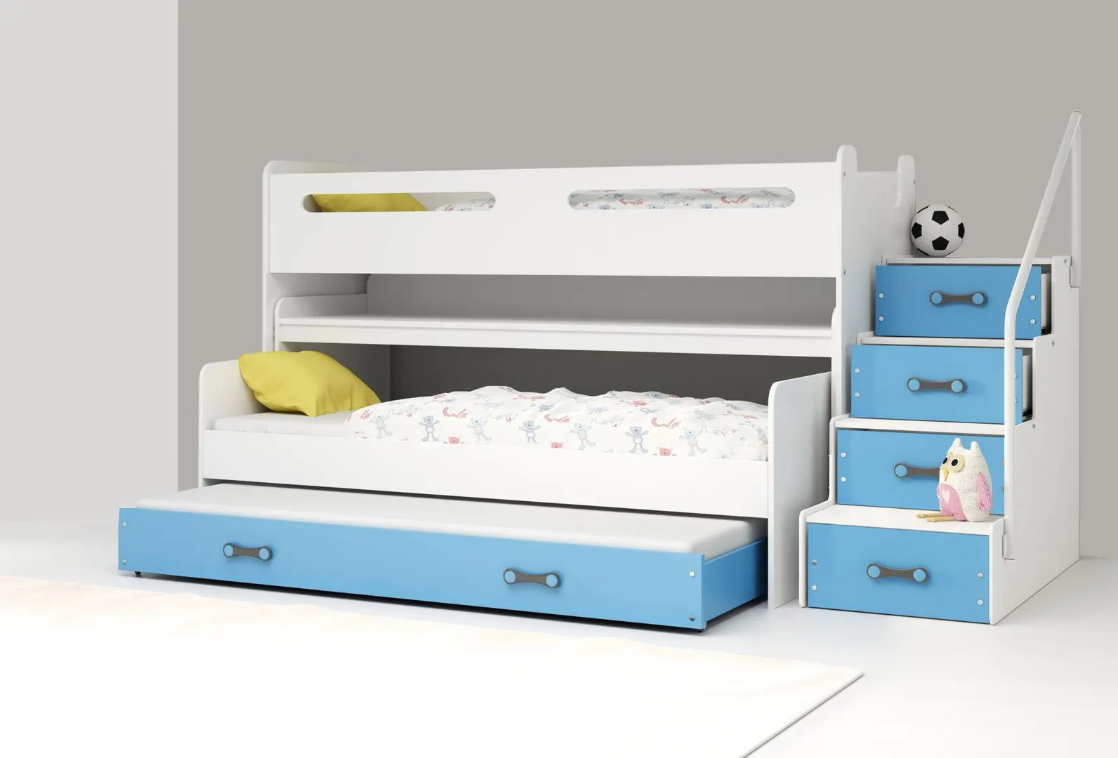 Pat suprapus BMS Group Max 1 pat retractabil/saltea 80x200 (Blue/White)