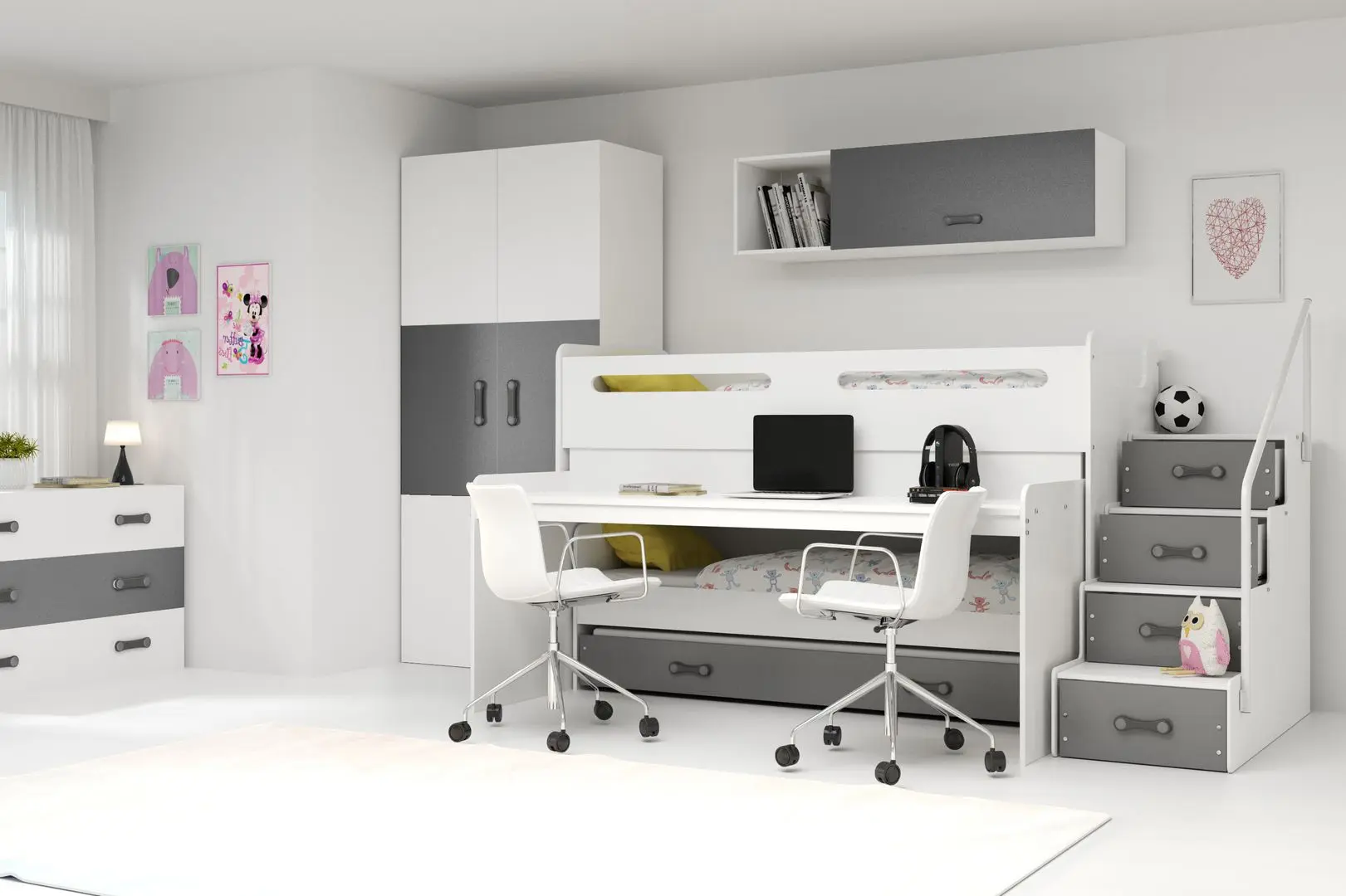 Pat suprapus BMS Group Max 1 pat retractabil/saltea 80x200 (Graphite/White)