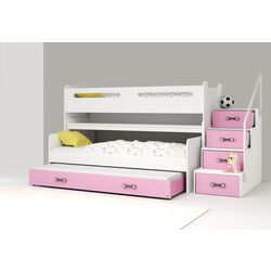 Pat suprapus BMS Group Max 1 pat retractabil/saltea 80x200 (Pink/White)