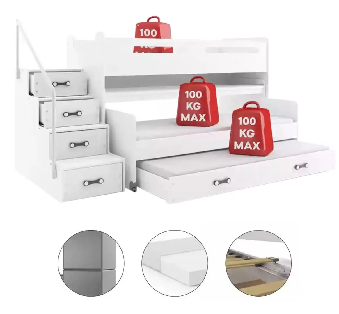 Pat suprapus BMS Group Max 1 pat retractabil/saltea 80x200 (Pink/White)