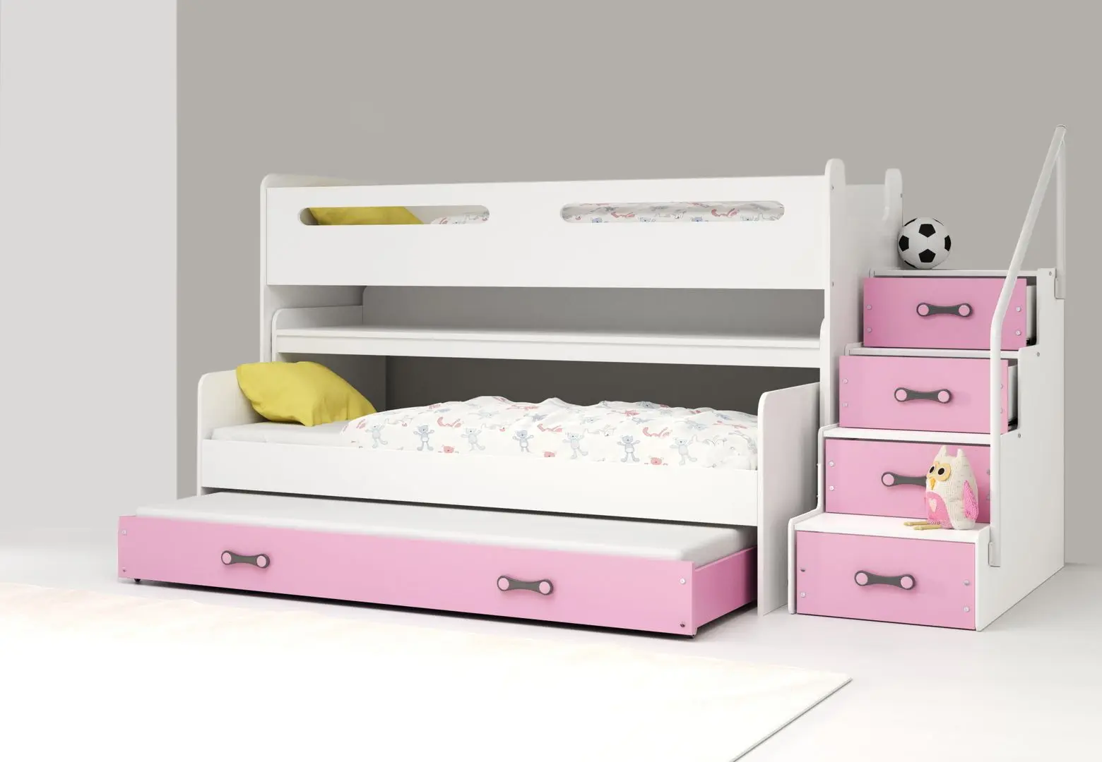 Pat suprapus BMS Group Max 1 pat retractabil/saltea 80x200 (Pink/White)