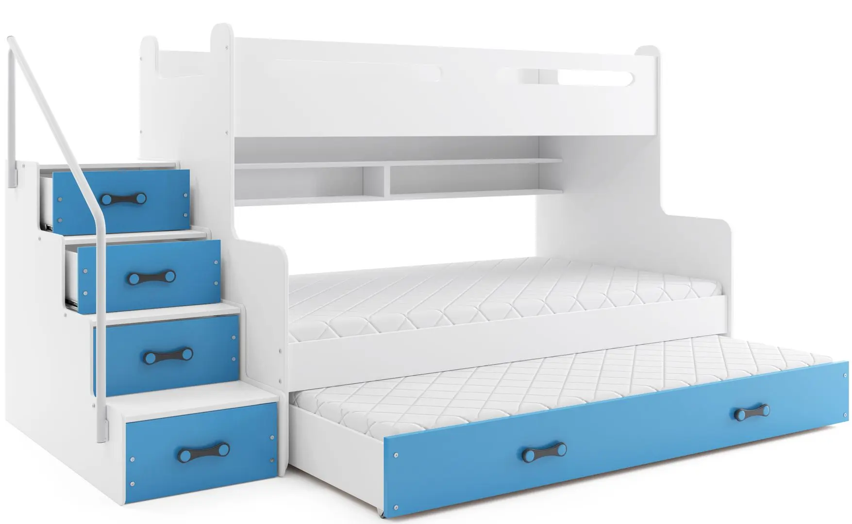 Pat suprapus BMS Group Max 3 cu pat retractabil 120x200 (Blue/White)