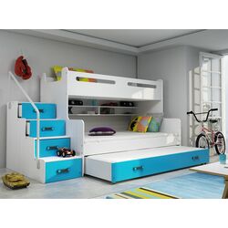 Pat suprapus BMS Group Max 3 cu pat retractabil 120x200 (Blue/White)