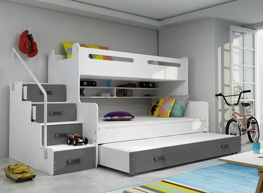 Pat suprapus BMS Group Max 3 cu pat retractabil 120x200 (Graphite/White)