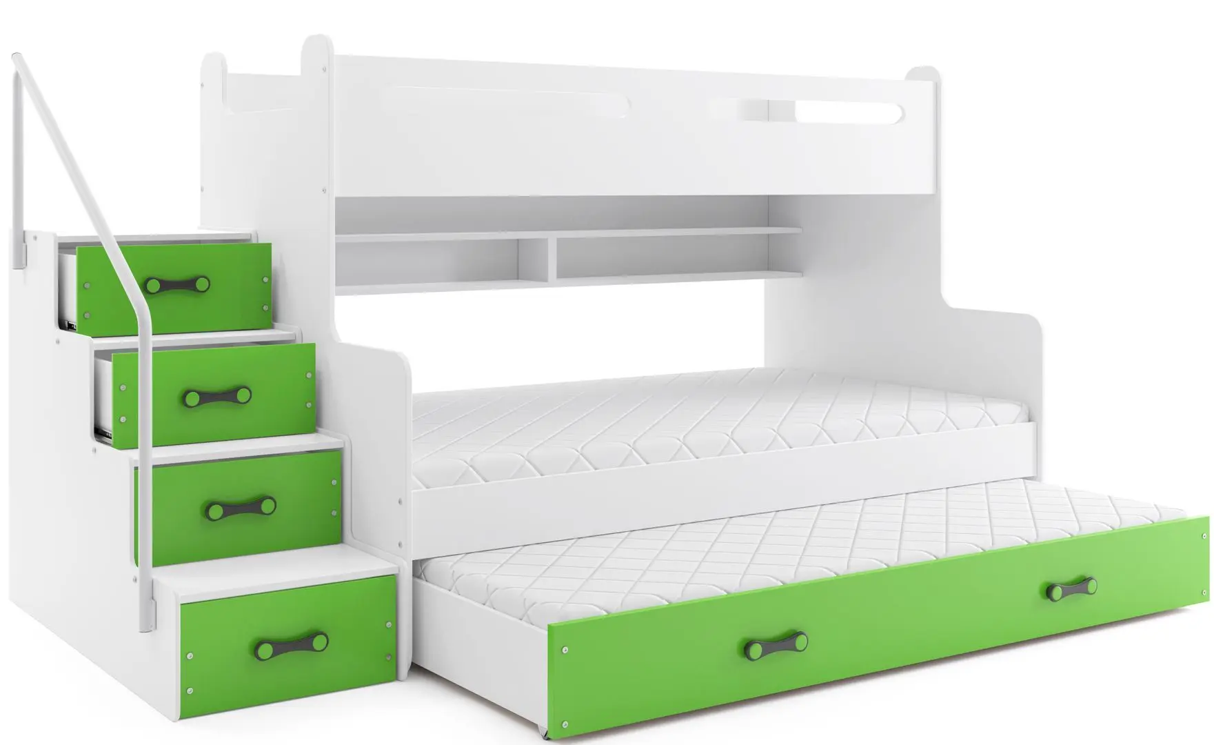 Pat suprapus BMS Group Max 3 cu pat retractabil 120x200 (Green/White)