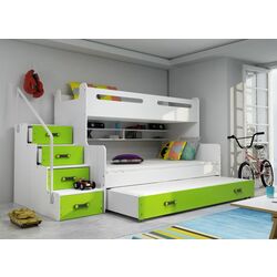 Pat suprapus BMS Group Max 3 cu pat retractabil 120x200 (Green/White)