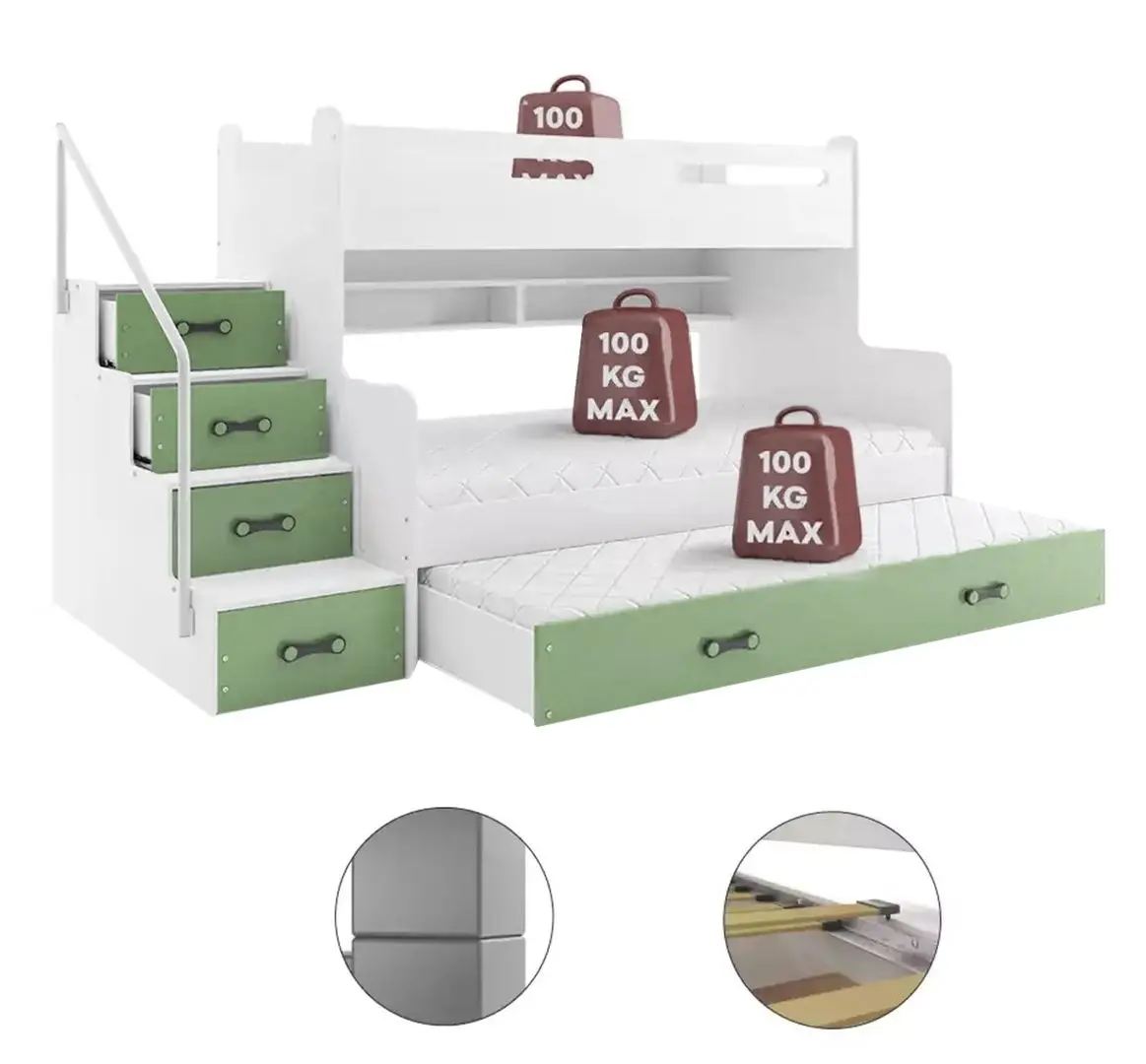 Pat suprapus BMS Group Max 3 cu pat retractabil 120x200 (Pink/White)