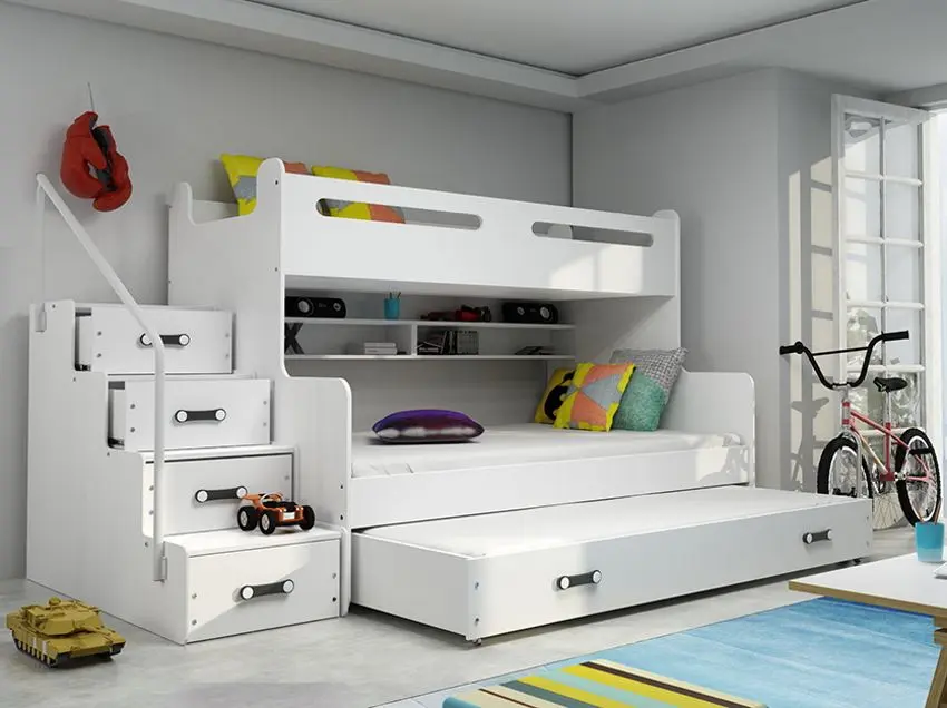 Pat suprapus BMS Group Max 3 cu pat retractabil 120x200 (White)