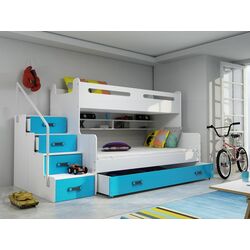 Pat suprapus BMS Group Max 3 cu sertar 120x200 (Blue/White)