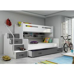 Pat suprapus BMS Group Max 3 cu sertar 120x200 (Graphite/White)