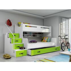 Pat suprapus BMS Group Max 3 cu sertar 120x200 (Green/White)