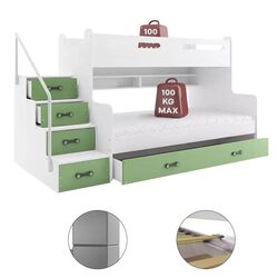 Pat suprapus BMS Group Max 3 cu sertar 120x200 (Green/White) Thumb