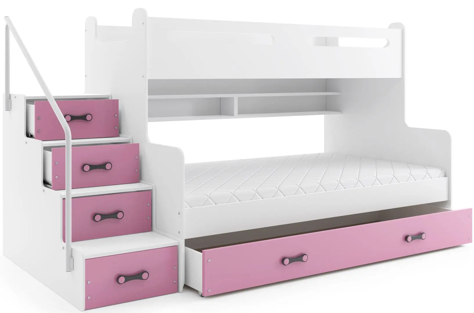 Pat suprapus BMS Group Max 3 cu sertar 120x200 (Pink/White)