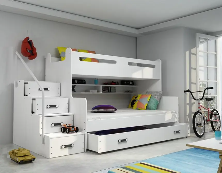 Pat suprapus BMS Group Max 3 cu sertar 120x200 (White)