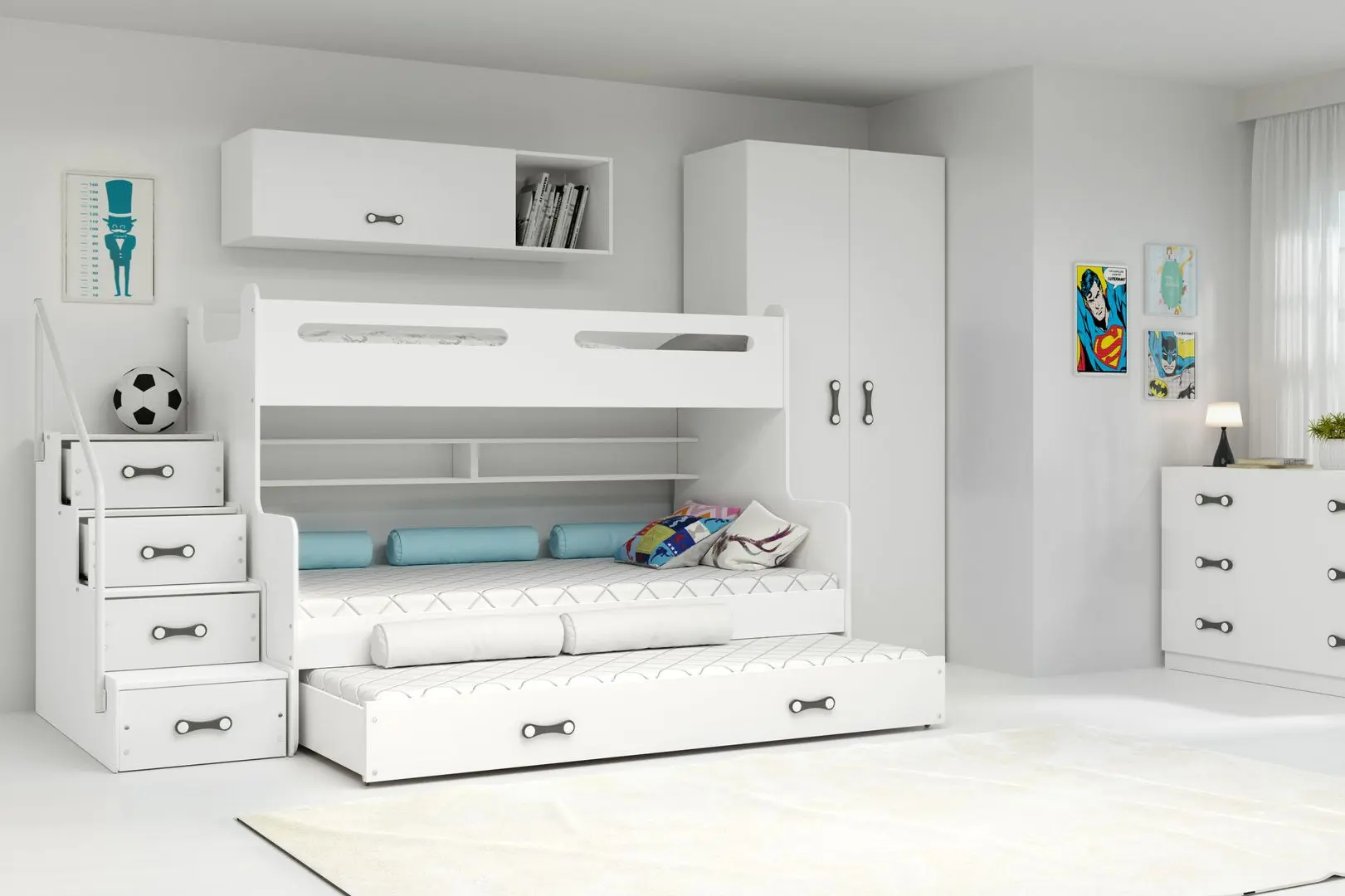 Pat suprapus BMS Group Max 3 pat retractabil/saltea 120x200 (White)