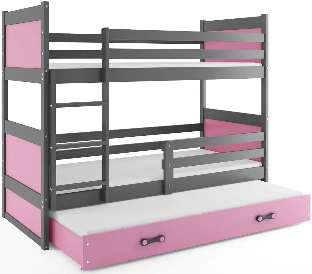 Pat suprapus BMS Group Rico 3 pat retractabil 90x200 (Graphite/Pink)
