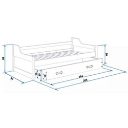 Pat BMS Group Dawid cu pat retractabil 90x200 (White/Graphite) Thumb