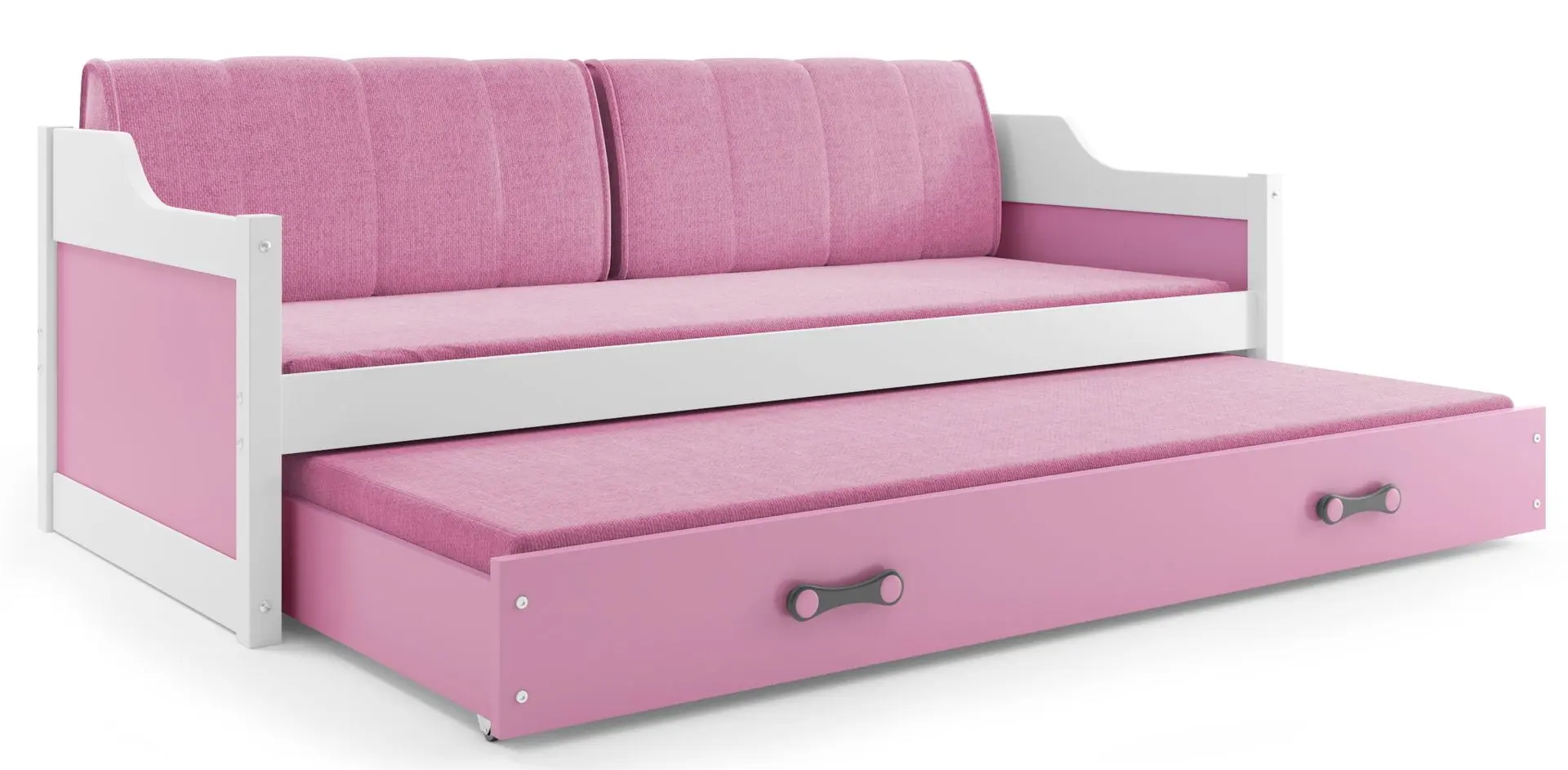 Pat BMS Group Dawid cu pat retractabil 90x200 (White/Pink)