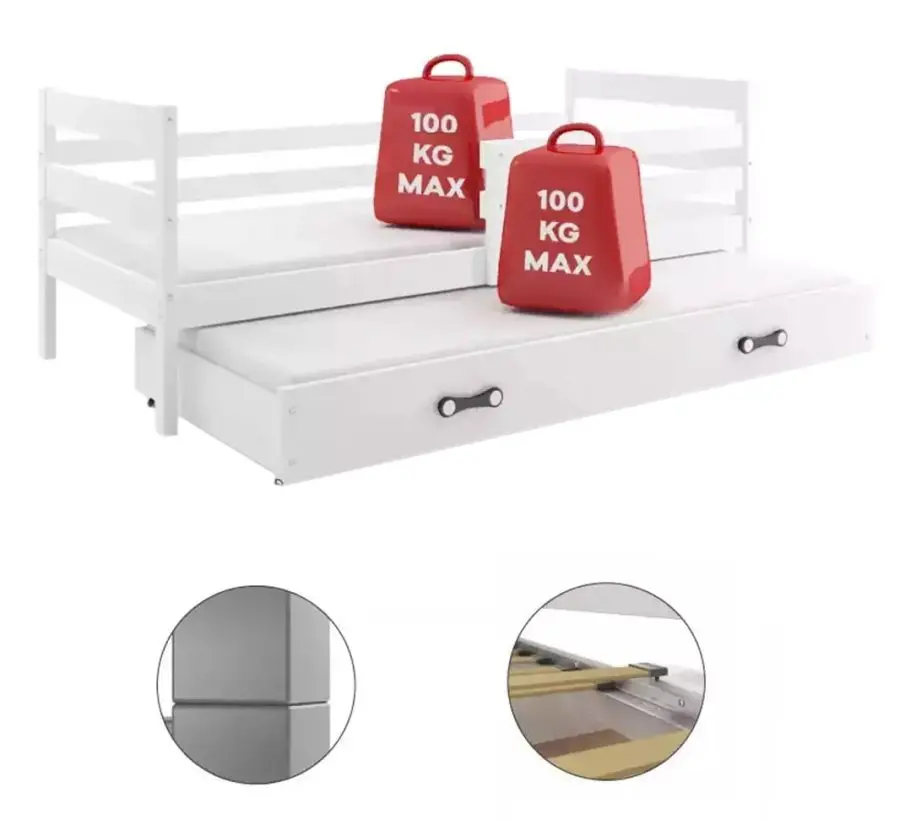 Pat BMS Group Eryk cu pat retractabil 80x190 (White/Graphite)