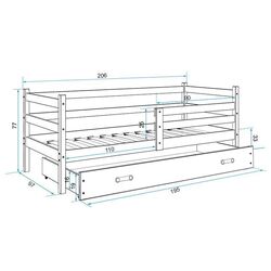 Pat BMS Group Eryk cu pat retractabil 90x200 (White/Graphite) Thumb