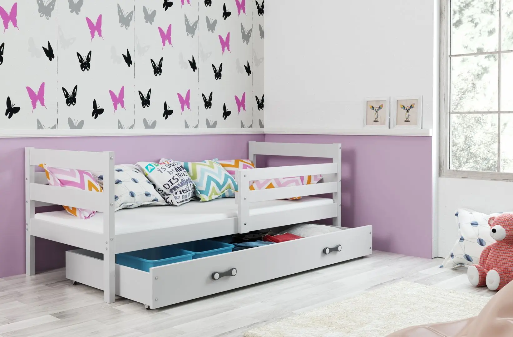 Pat BMS Group Eryk cu pat retractabil 90x200 (White)