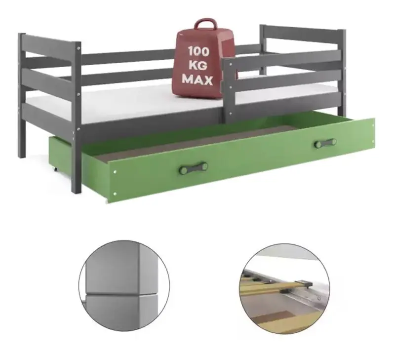 Pat BMS Group Eryk cu sertar 80x190 (Pine/Graphite)