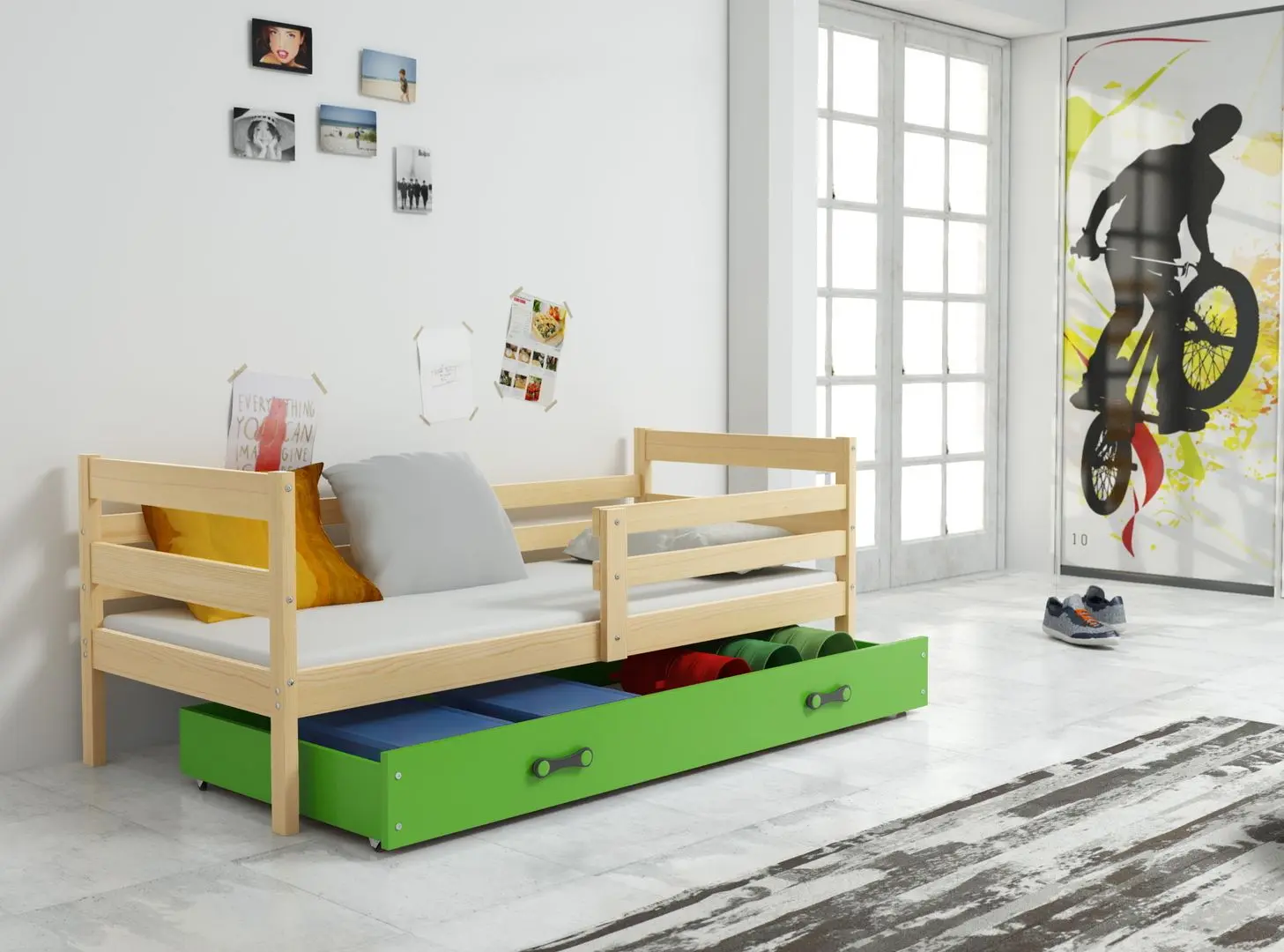 Pat BMS Group Eryk sertar/saltea 80x190 (Pine/Green)