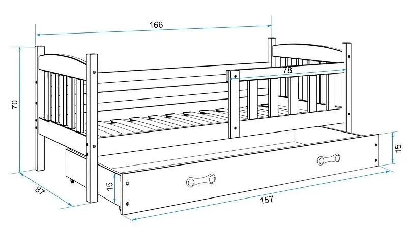 Кровать BMS Group Kubus ящик/матрас 80x160 (Graphite/Green)